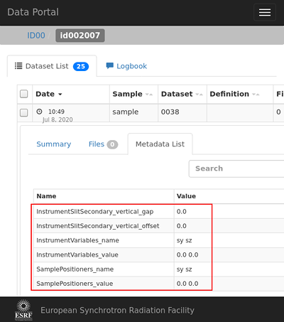 data.esrf.fr screenshot