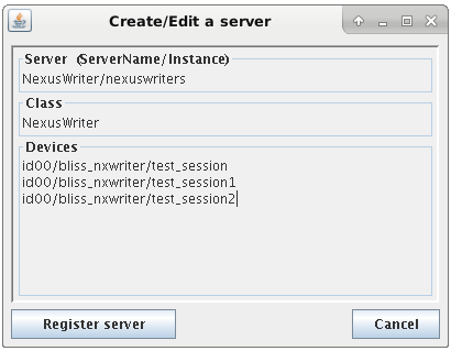 Register Nexus writer